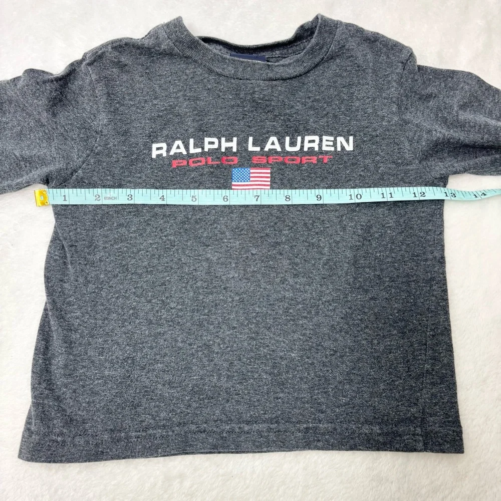 Ralph Lauren Kids Charcoal Long Sleeve USA  Flag Tee Size 2T‎